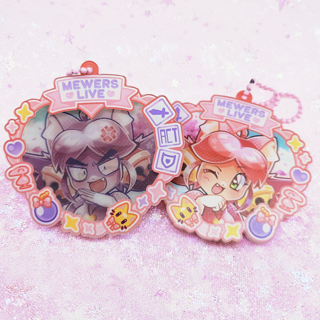 Deltarune - Pink Mew Mew Lenticular Keychain Charm