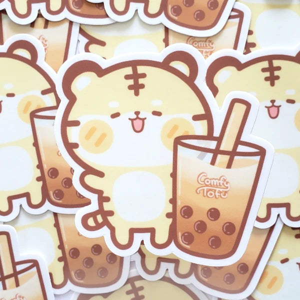 Boba Tiger Vinyl Sticker