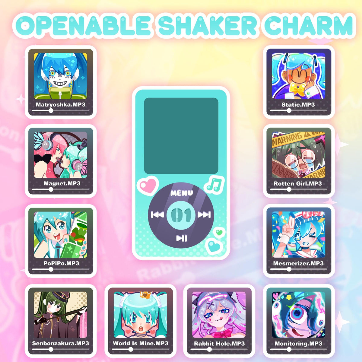 Hatsune Miku MP3 - Openable Customizable Keychain Songs Charm
