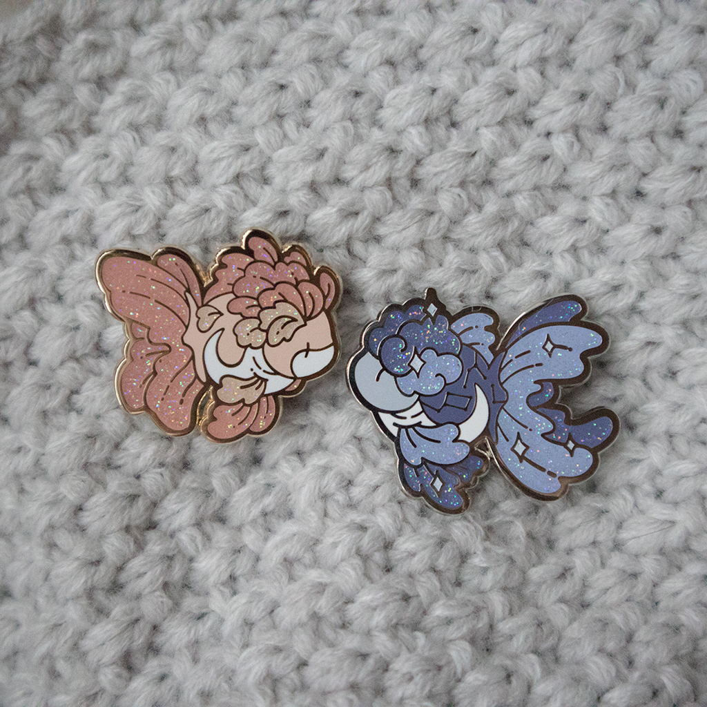 Galaxy & Floral Goldfish Pins - Dec 2019