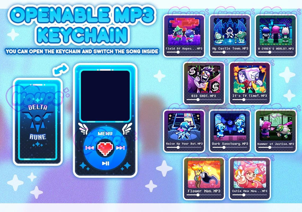 Deltarune MP3 - Openable Customizable Keychain Songs Charm