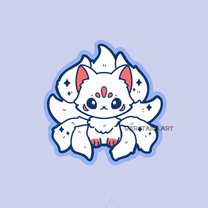 Kawaii Kitsune Fox Sticker: Laminated Mythology Creature