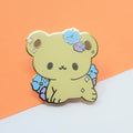 Floral Baby Bear Enamel Pin - Gold Plating