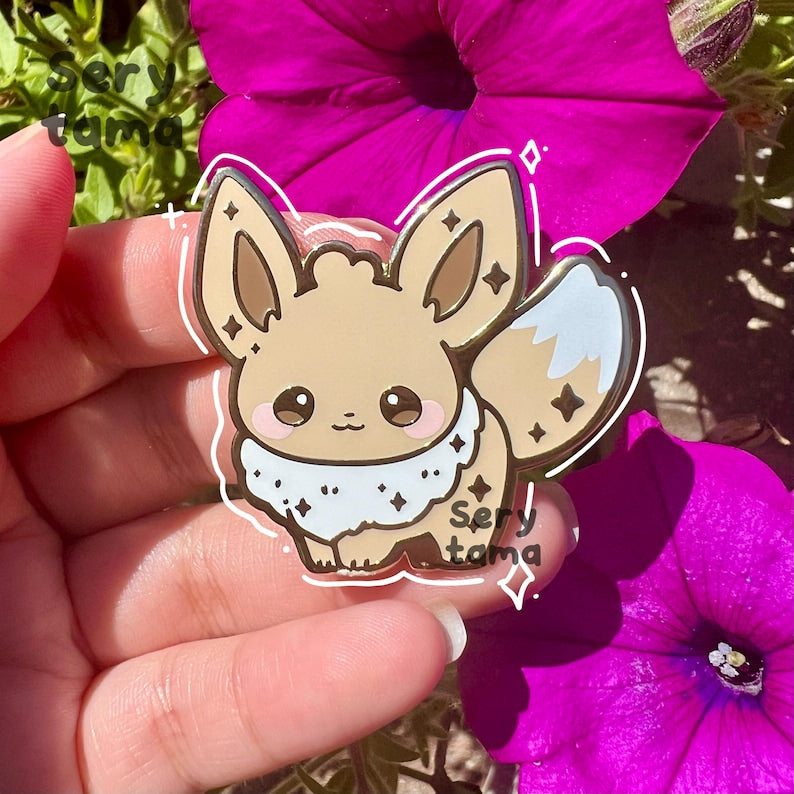 Kawaii Eevee Enamel Pin - Gold Plated 1.5"