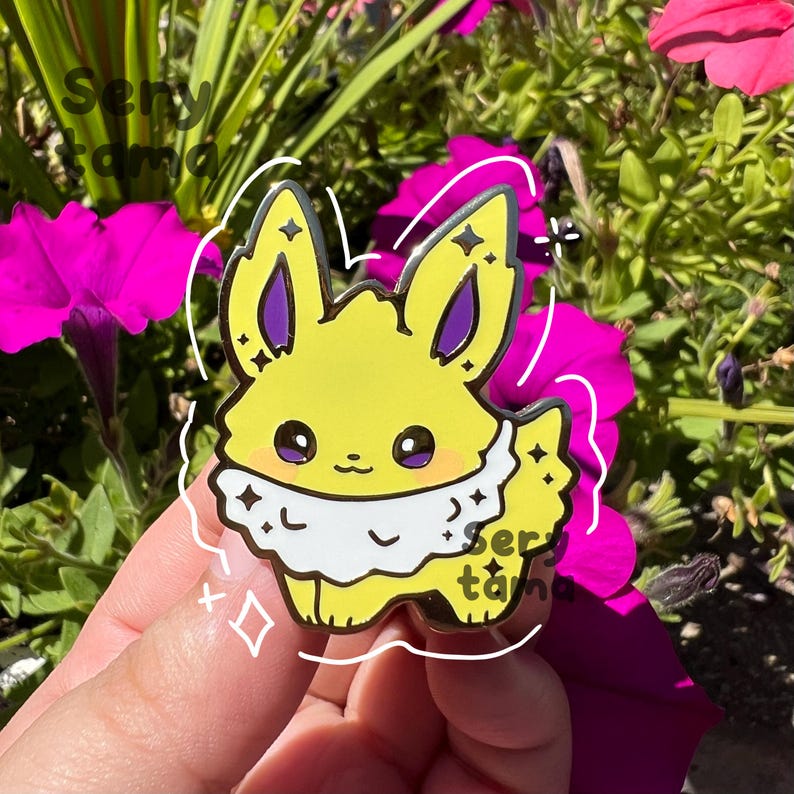 Kawaii Jolteon Enamel Pin: Gold Plated Eeveelution