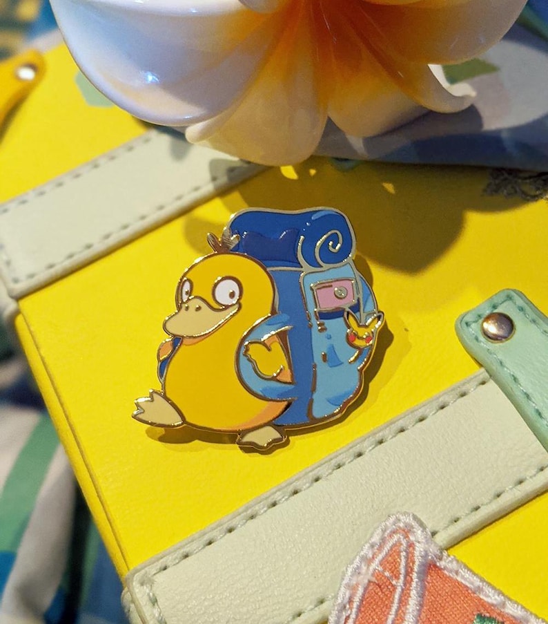 Travel Set: Backpacking Duck Hard Enamel Pin | Gold Plated | Cute Gift | Pin Collectors | Original Art | hiking, camping