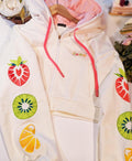 Fruit Sandwich Embroidered Cropped Hoodie - Kawaii Pink Hoodie, Design on Sleeves - Cute, Japanese culture