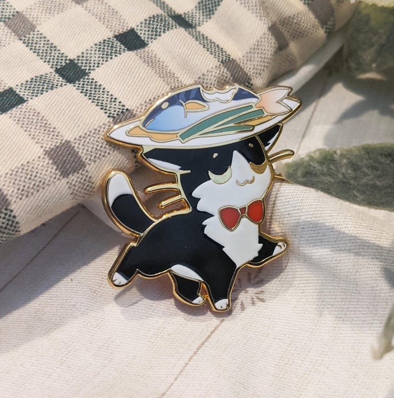 Restaurant Cats: Waiter - Hard Enamel Pin | Gold Plated | Cute Gift | Pin Collectors | Original Art
