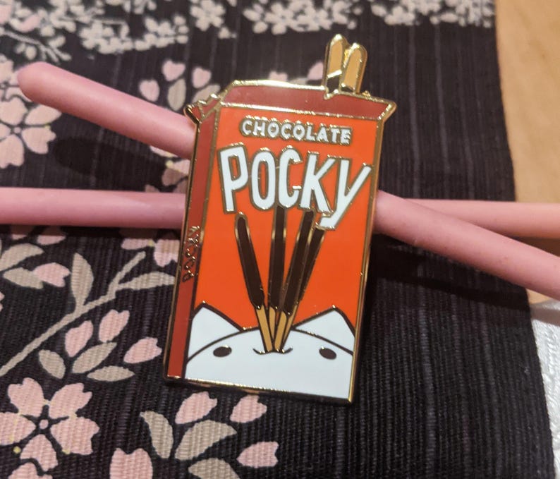 Snack Cats: Cookie sticks - Hard Enamel Pin | Gold Plated | Cute Gift | Pin Collectors | Original Art
