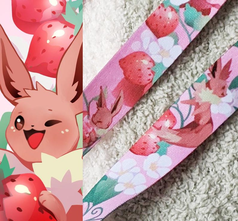 Strawberry Lychee Cat Lanyard - Retro Gaming Gift | Gamer Gift