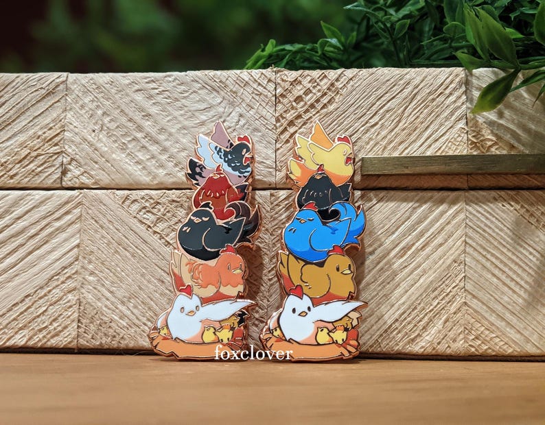 Chicken Stack (flock) - Hard enamel pin