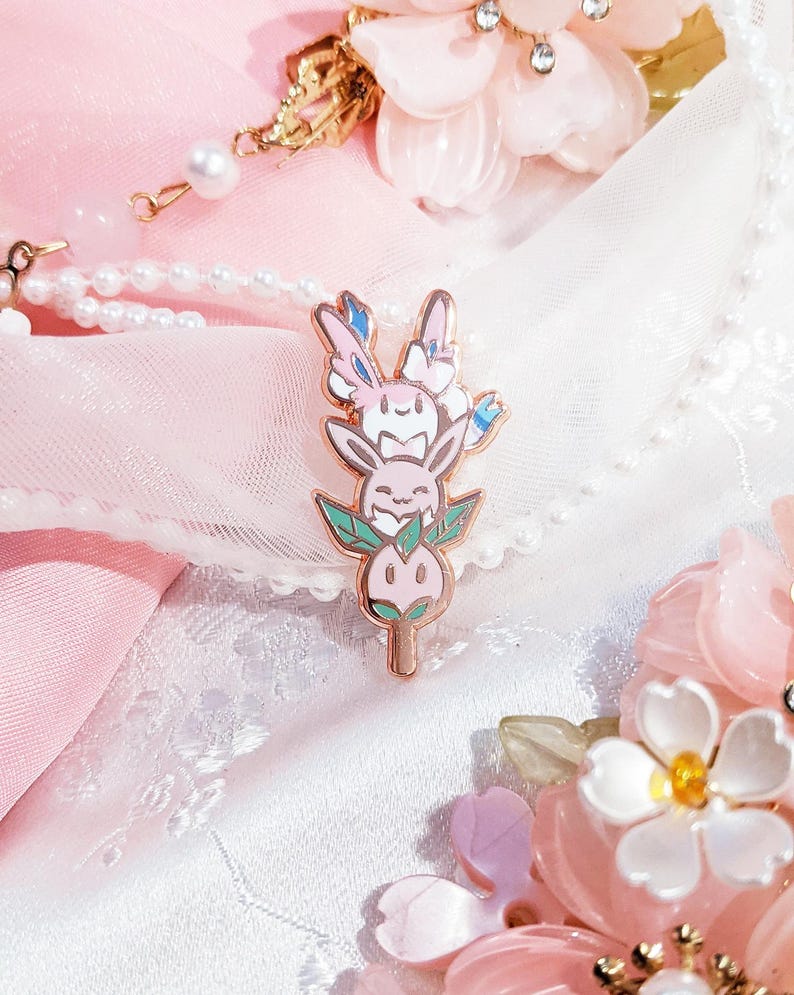 Hanami Set: Dango Hard Enamel Pin | Rose Gold Plated | Cute Gift | Pin Collectors | Sakura Cherry Blossoms