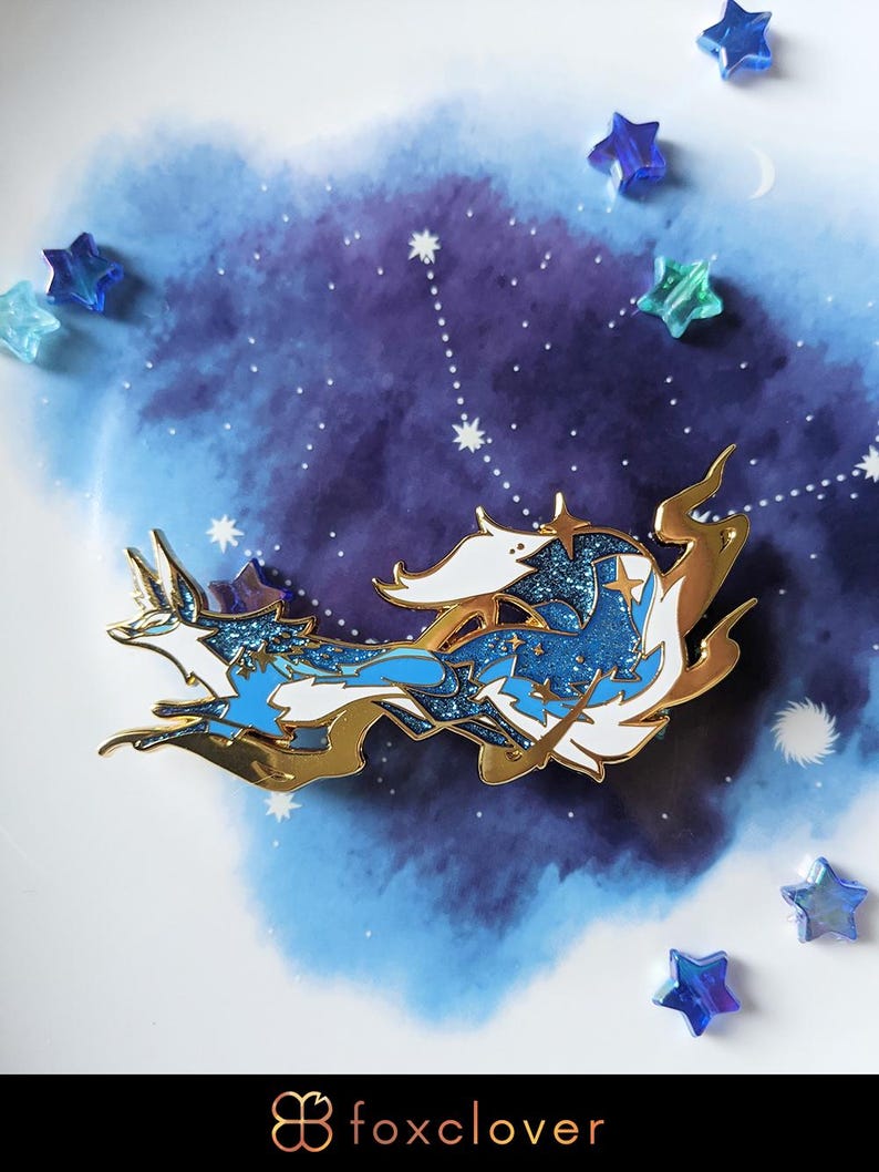 Vulpecula (fox) - Celestial Constellations - Hard Enamel Pin | Gold Plated | Cute Gift | Pin Collectors | Original Art