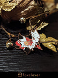Foxes for All Seasons: Autumn - Shrine and Maple - Gold Enamel Pin