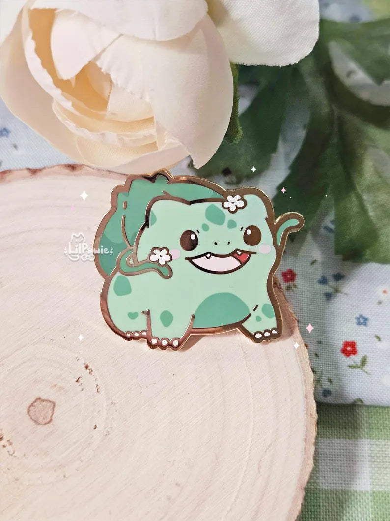 Bulbasaur 1.2'' Gold-plated Hard Enamel Pin Grass starter mon