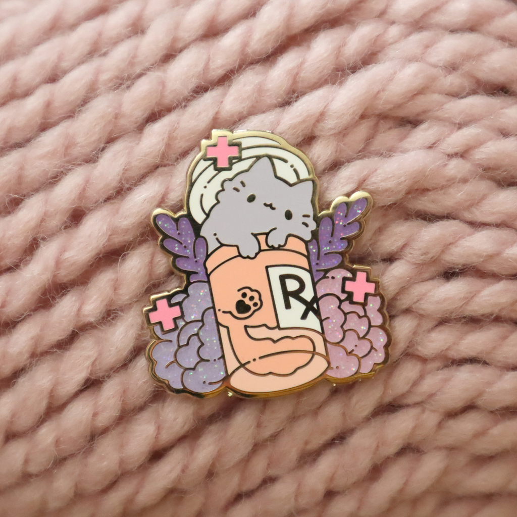 Pill Bottle Cat Pin V2