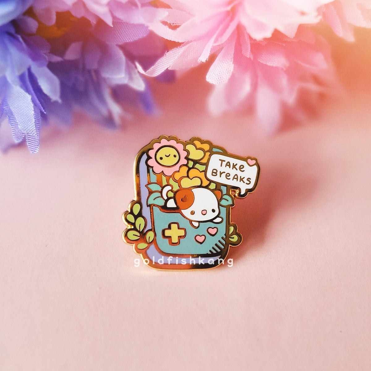 Self-Care Kits Enamel Pin: Take Breaks
