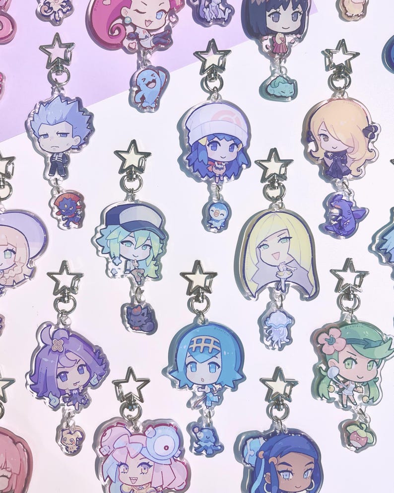 Poké Trainer Buddies - Clear Epoxy Keychains