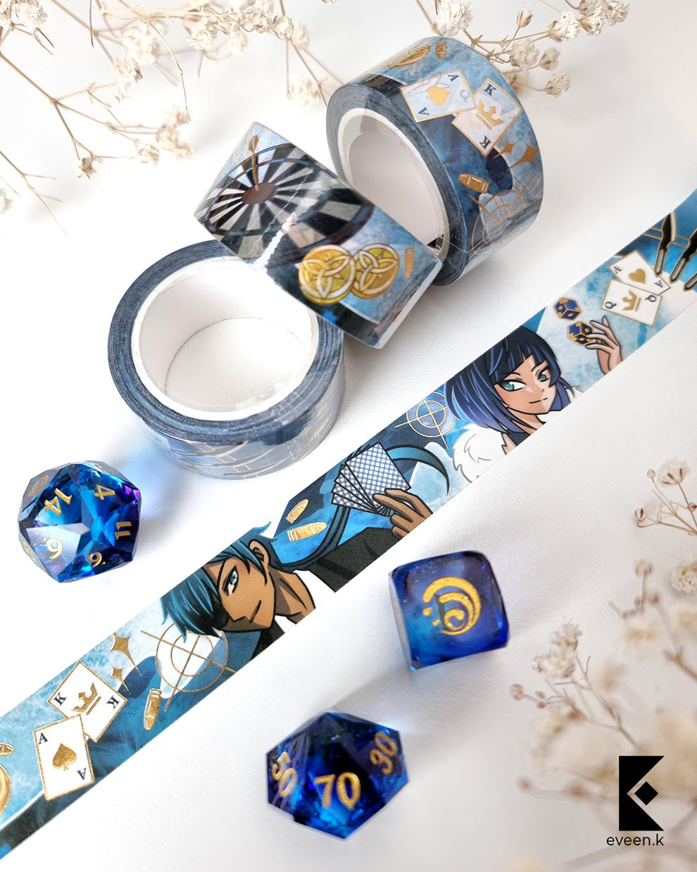 Genshin Mafia, Kaeya and Yelan, Gold Foil Washi Tape