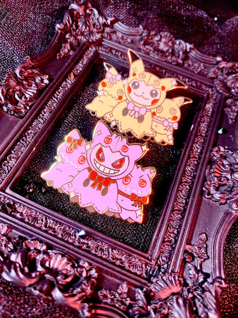 Gengar and Pika Mimikyu Ditto Costume Enamel Pin