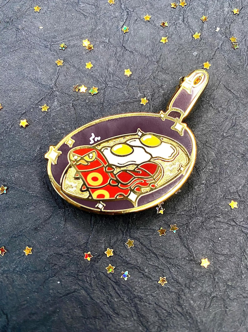 Sizzlipede Bacon and Eggs Enamel Pin
