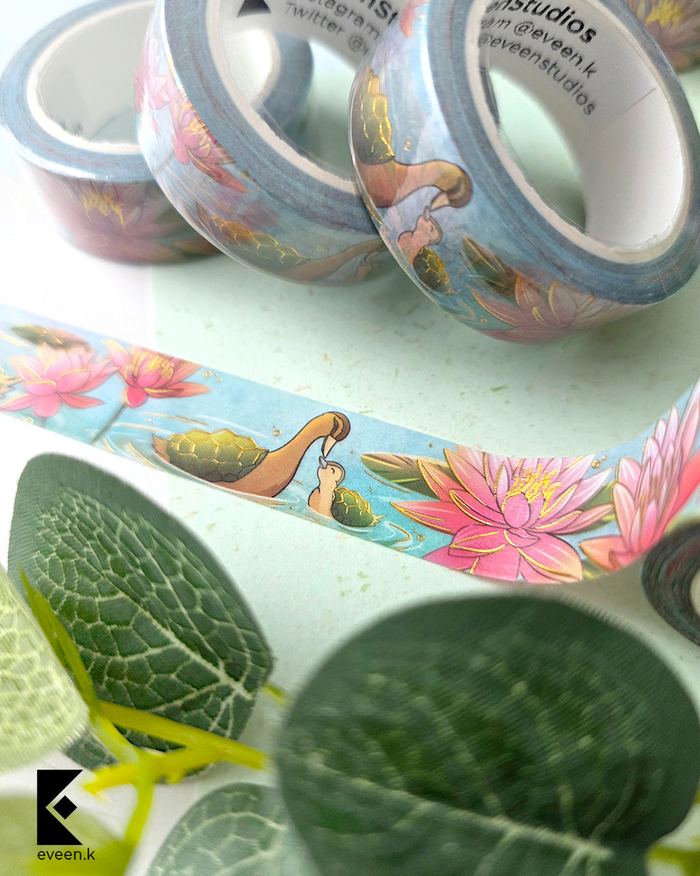 Turtle Duck Pond, Gold Foil Washi Tape