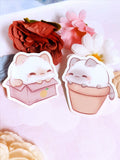 Sleeping Kitty Orange Ragdoll and Gray Cat Siamese Flower Pot Paper Box Glossy Laptop Notebook Planner Small Vinyl Die-cut Sticker