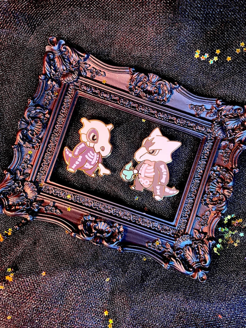 Skeleton Cubone and Alolan Marowak Enamel Pin