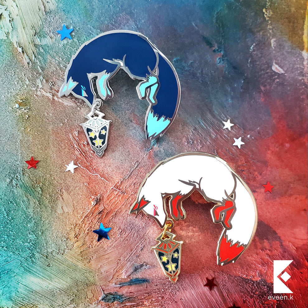 Kitsune Fox Star Carrier Enamel Pin