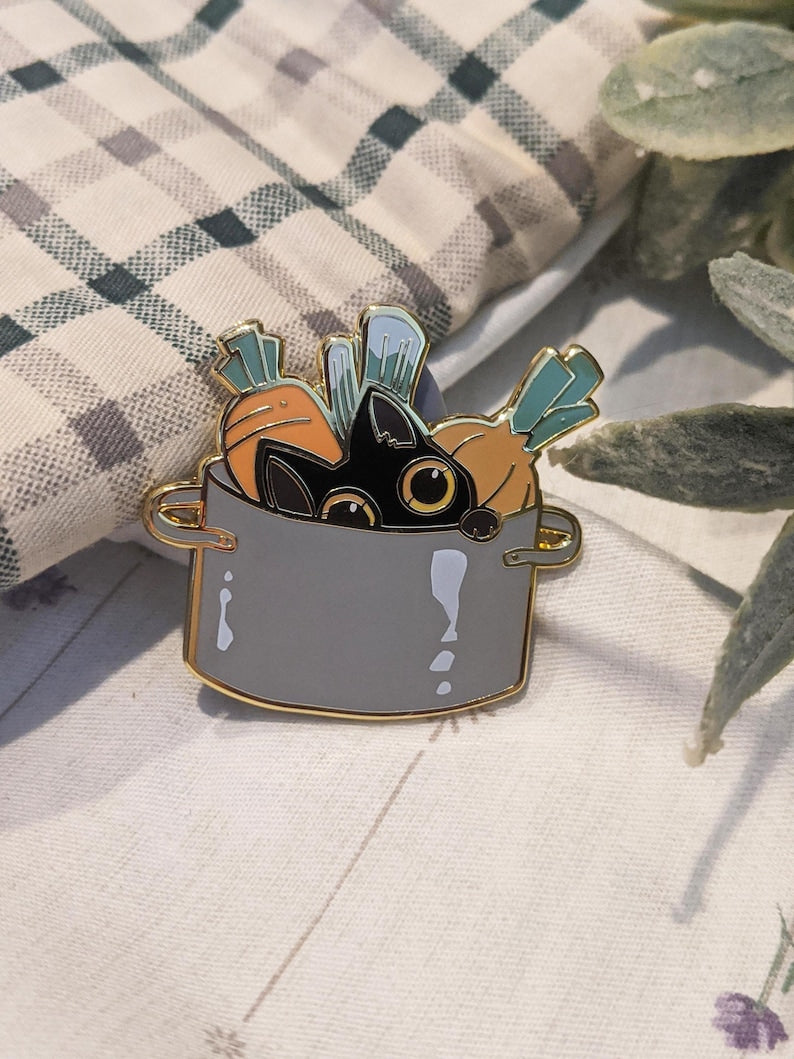 Restaurant Cats: Mirepoix - Hard Enamel Pin | Gold Plated | Cute Gift | Pin Collectors | Original Art