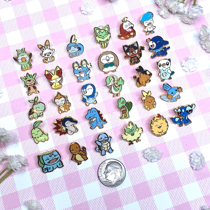 Starter Poke Monster Mini Micro Pins