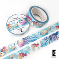 Aqua Sea Creature, Silver Holographic Foil Washi Tape
