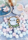 Cute Original Pastel Blue Delivery Mail Angel Frog on Lily Pad Hard Enamel Pin