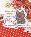 Couple Kitten Vinyl Sticker Doing silly things together Valentine Gift Decal