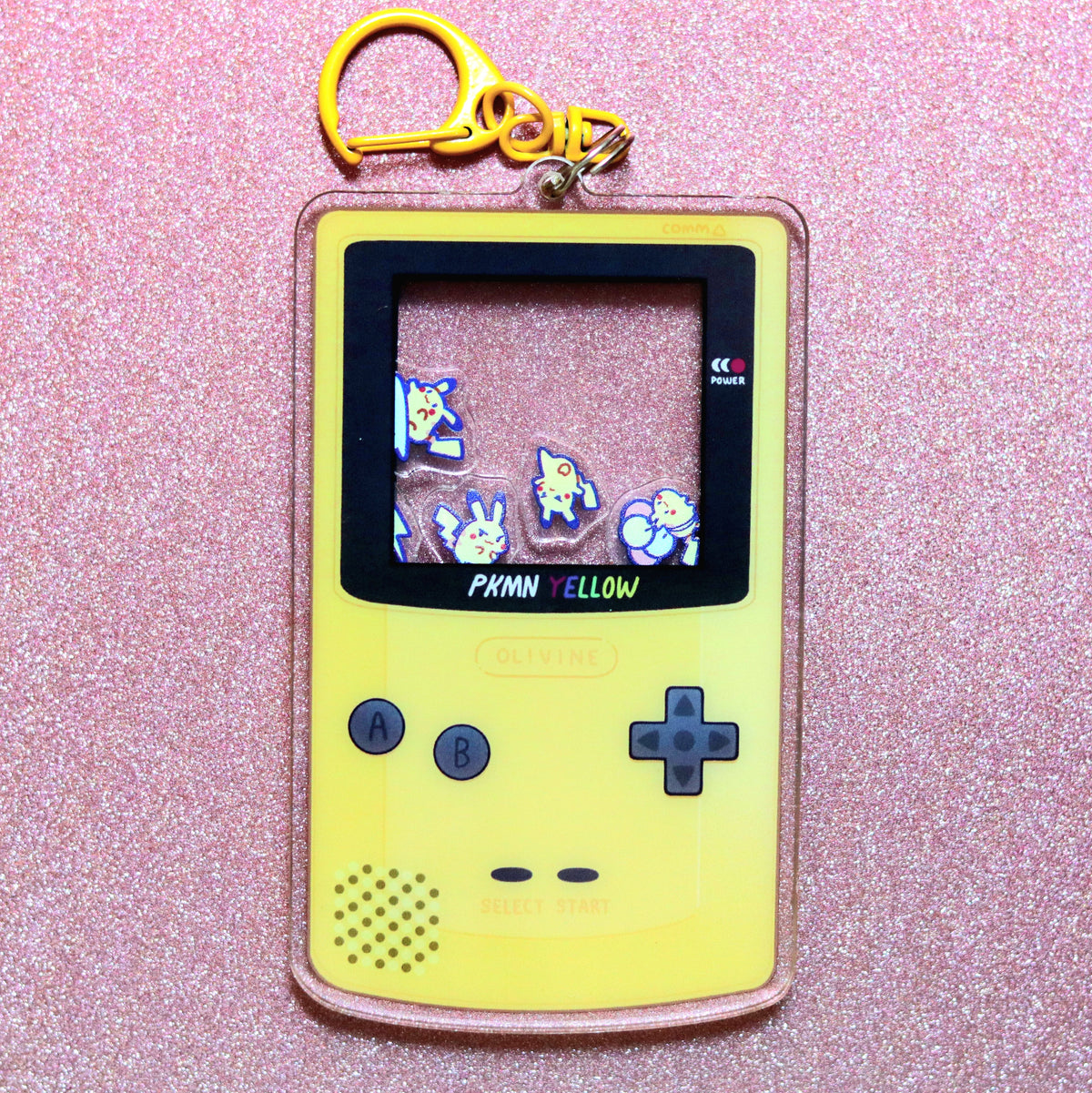 Pocket Pika Yellow Acrylic Shaker Keychain