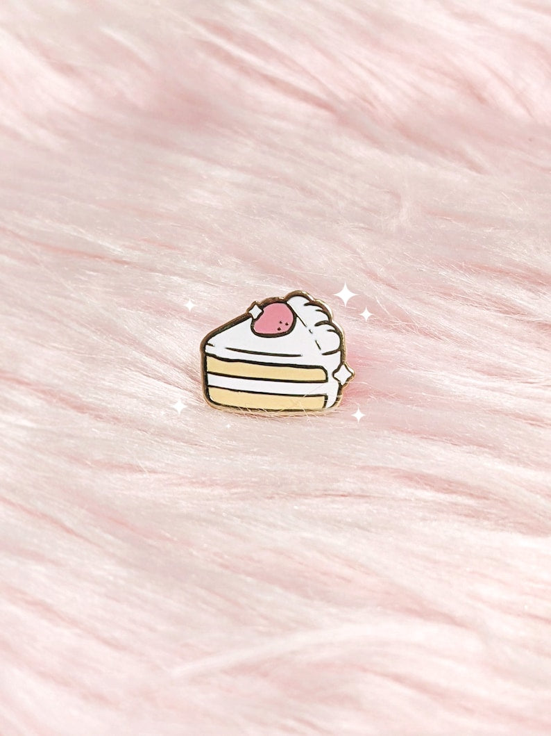 Cute and Small Strawberry Cake Slice Dessert Food Filler/Mini Enamel Pin