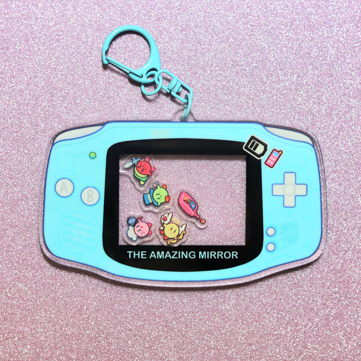 Pink Poyo Mirror Acrylic Shaker Keychain