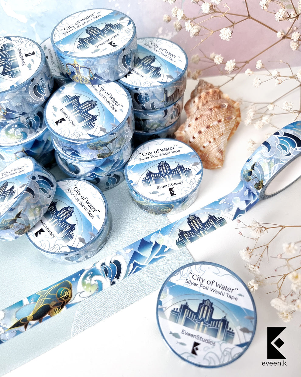 Fontaine, City of Water, Silver Foil Washi Tape