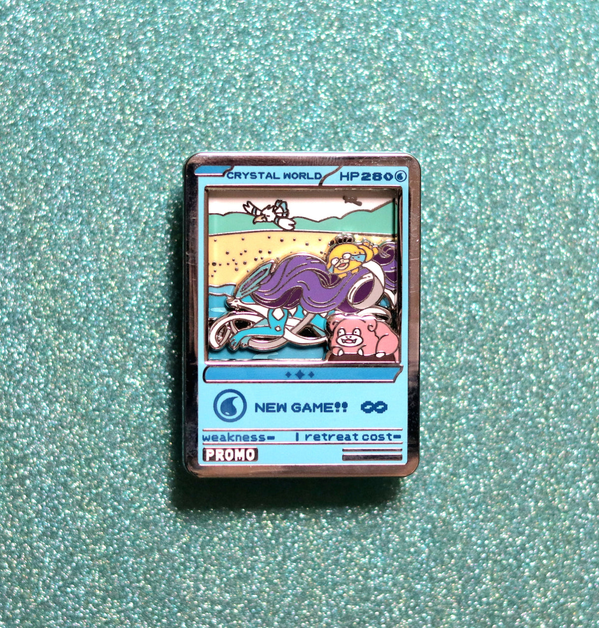 Pocket Crystal World Slider Enamel Pin