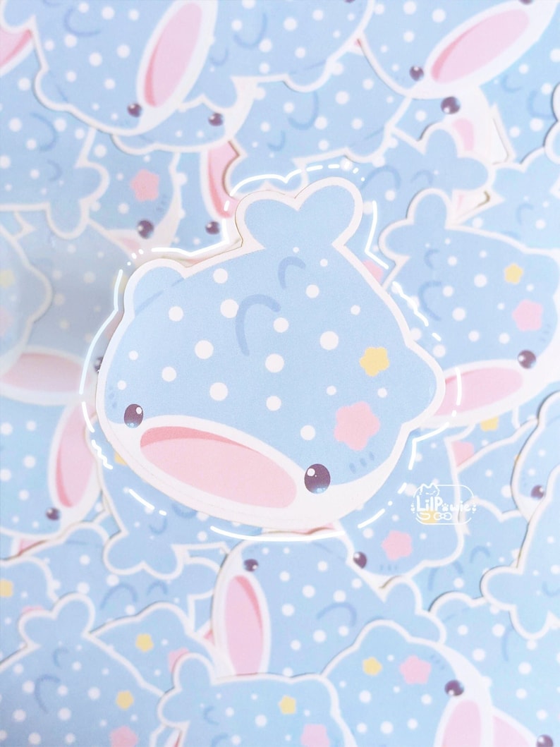 Samie the Baby Whale Shark Clear Border Glossy Laptop Notebook Planner Vinyl Die-cut Sticker