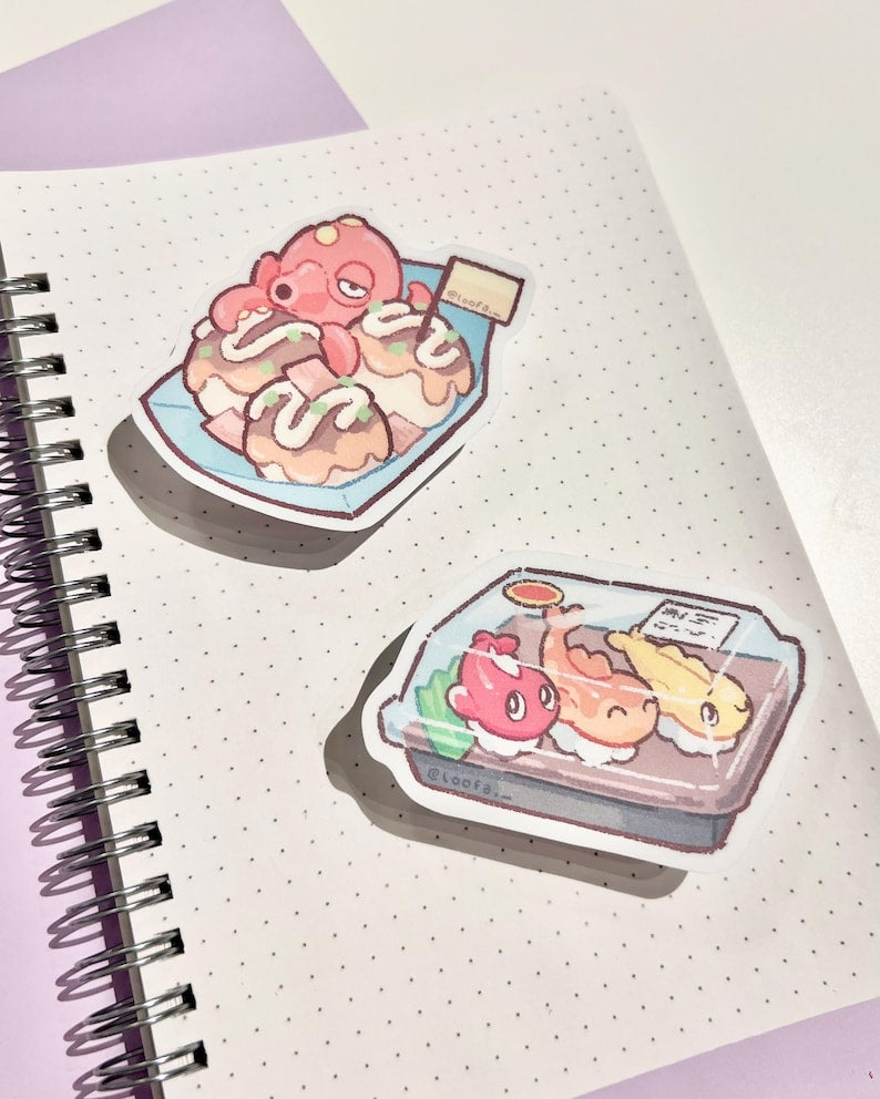 Poké Nigiri & Takoyaki - Matte Vinyl Stickers