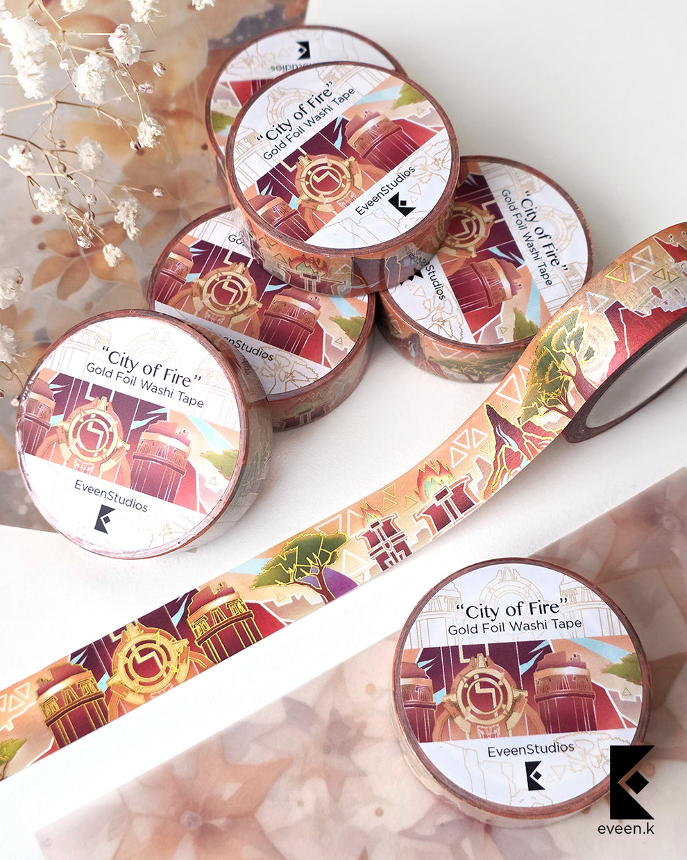 Natlan, City of Fire Gold Foil Washi Tape