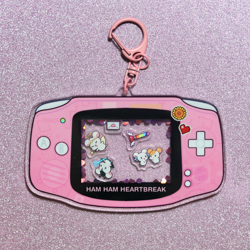 Hamster Hearts Acrylic Shaker Keychain