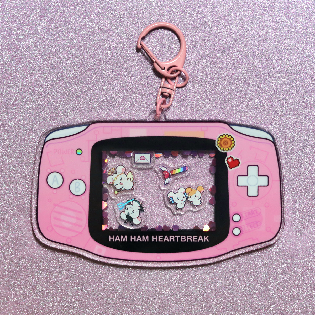 Hamster Hearts Acrylic Shaker Keychain