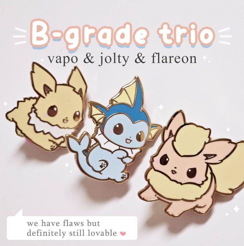 B-GRADE trio Eeveelution Enamel pins