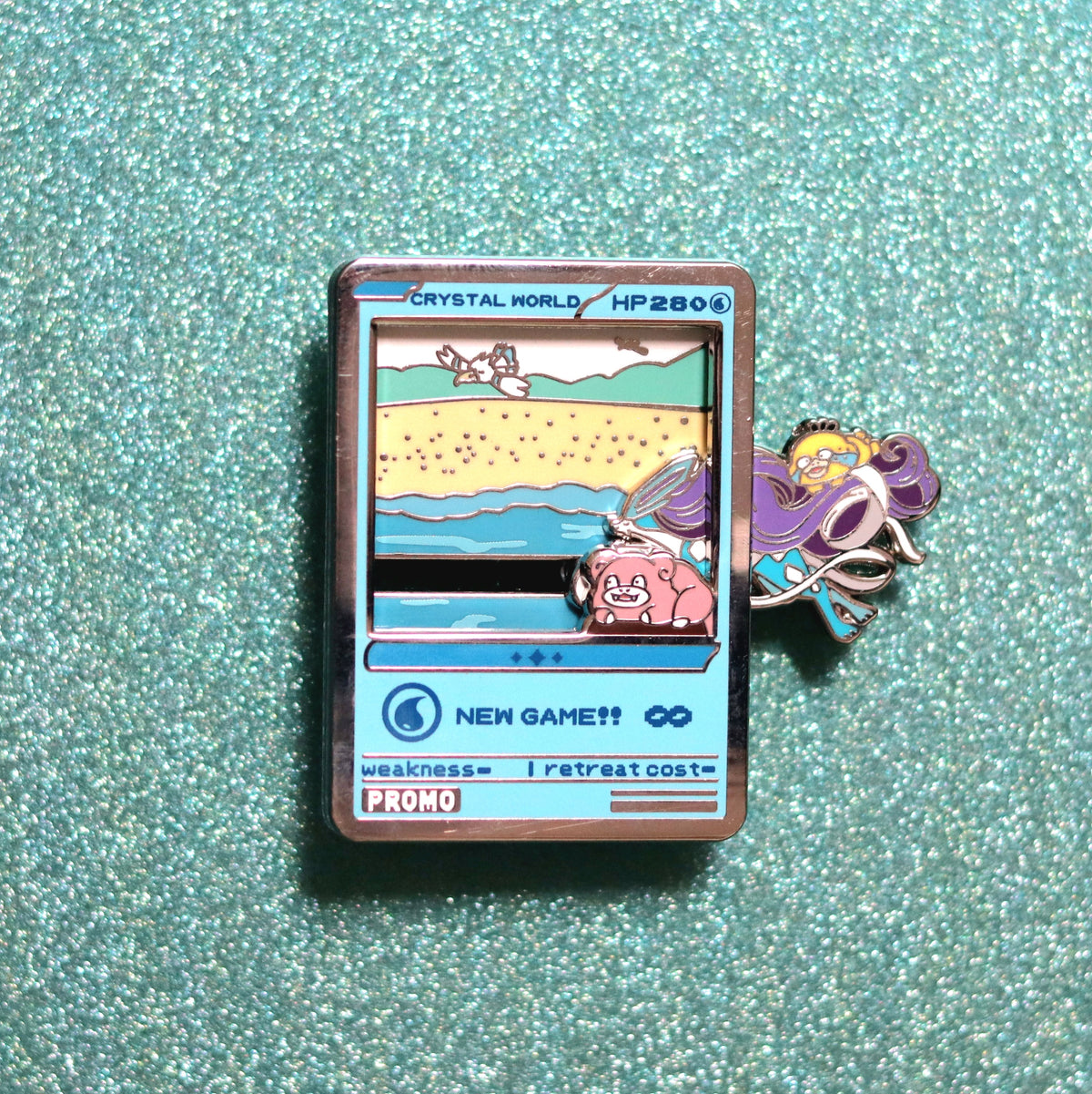 Pocket Crystal World Slider Enamel Pin