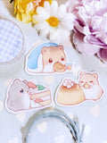 Munchy Hamsters Cute Original Art Dessert Pudding Pancake Strawberry Cake Glossy Laptop Notebook Planner Small Vinyl Die-cut Sticker