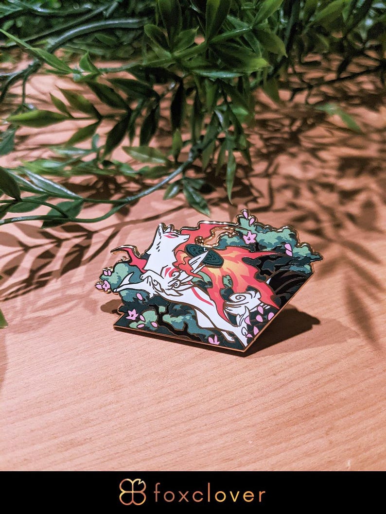 Inkbrush Wolf - Hard Enamel Pin | Sun Goddess | Amaterasu | Gift for Gamers | Nostalgic Gaming Pin | Collectible Pin