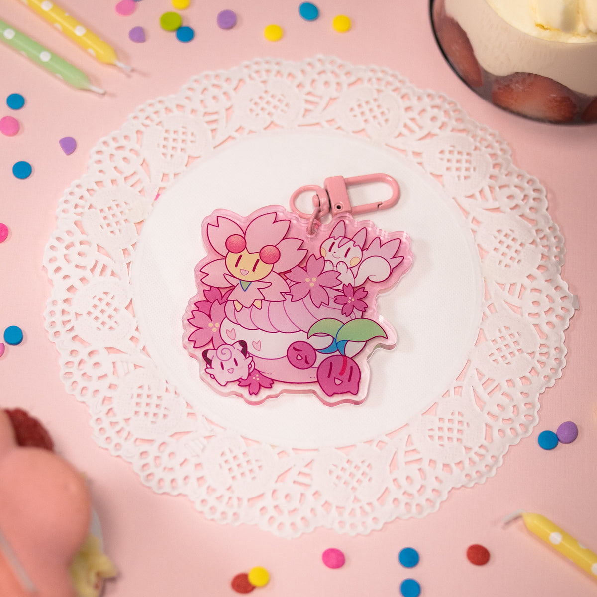 Pocket Puff Spring Acrylic Keychain