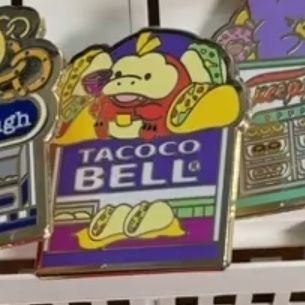Pocket Fire Croc Taco Storefront Enamel Pin